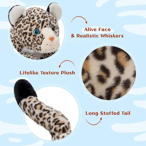 Miniatura 9 de MorisMos Animal de Peluche Gigante Guepardo Almohada de Felpa 4 pies, 47" Juguete de Felpa de Guepardo Extra Grande para Niños y Adultos, Leopardo