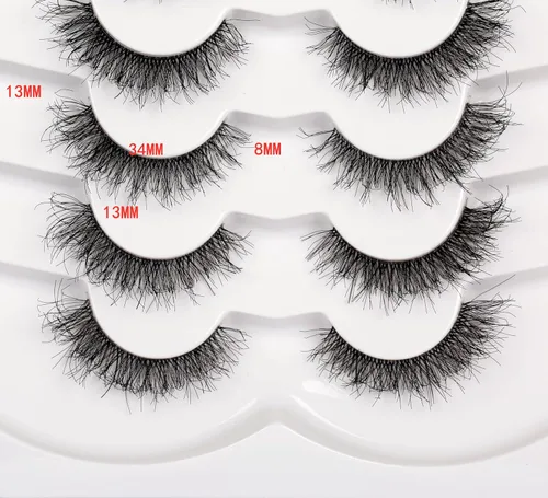 Miniatura 2 de Pooplunch Pestañas postizas con aspecto de ojo de gato look natural, pestañas cortas finas, extensión cruzada 8D volumen, pestañas postizas de visón