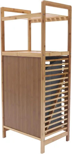 Miniatura 7 de Estante organizador de almacenamiento de 3 niveles con marco de bambú y cestas de tela extraíbles, unidad de cajones de almacenamiento, cesta