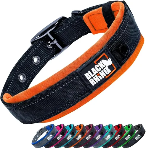 Miniatura 21 de Collares para perros Black Rhino para perros medianos - Collar de perro ajustable reflectante resistente con acolchado de neopreno ultra suave