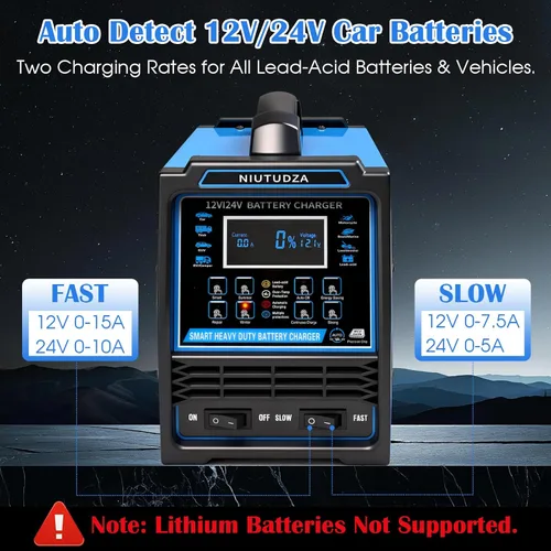 Miniatura 3 de Cargador de batería de coche resistente, mantenimiento de batería automático de 12 V/24 V 0-15 A, cargador inteligente de goteo con apagado