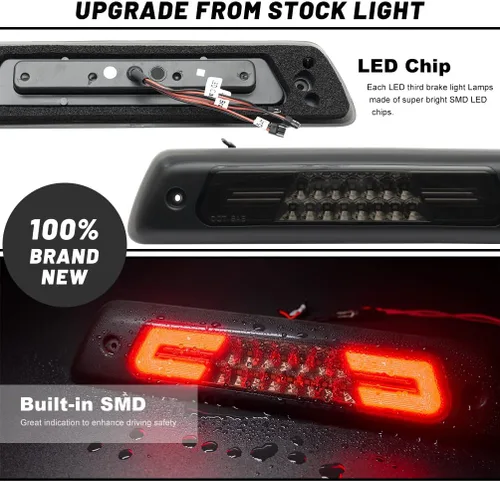 Miniatura 4 de F150 LED 3ª luz de freno para 2009 2010 2011 2012 2013 2014 F0rd F150 SVT Raptor lente ahumada Tercera lámpara de freno de montaje alto LED blanco