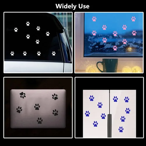 Miniatura 3 de Juego de 12 calcomanías de vinilo con estampado de patas de perro, calcomanías de vinilo para ventana de coche, laptop, motocicleta, camión, Plata