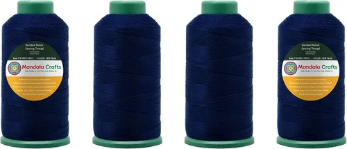 Miniatura 393 de Mandala Crafts - Hilo de nailon para coser cuero, tapicería, mezclilla y para trenzar el pelo; resistente, 1500 yardas, tamaño 69 T70 Marrón