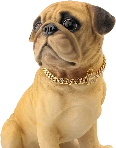 Miniatura 6 de Collar de cadena para perro, collar de cadena cubana resistente de 0.47 pulgadas, acero inoxidable 316L plata/oro, collar de entrenamiento de perro