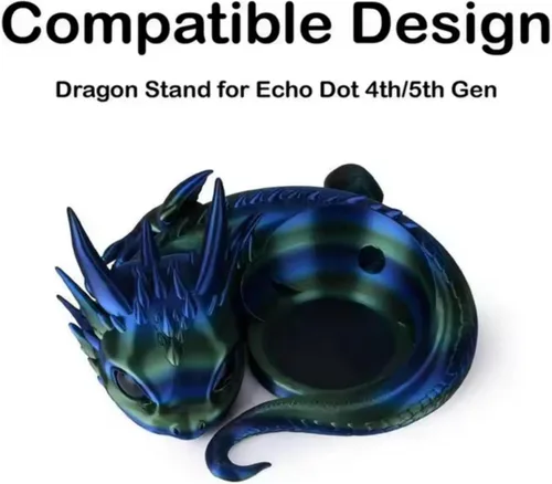 Miniatura 4 de Dragon - Soporte de altavoz para Echo Dot 4ª/5ª generación, soporte de escritorio impreso en 3D, negro (oro negro)