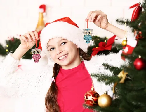 Miniatura 3 de WaaHome Adornos de Navidad de búho verde azulado, regalos para los amantes de los búhos, adornos de recuerdo de búhos de metal para decoración
