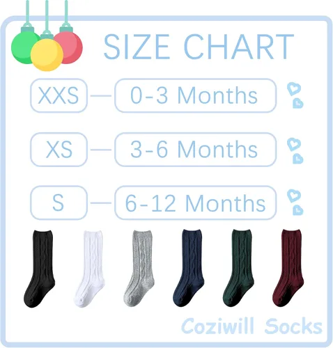 Miniatura 7 de Calcetines hasta la rodilla para bebé recién nacido, calcetines de tubo para niños, calcetines de punto trenzado, medias altas hasta la rodilla