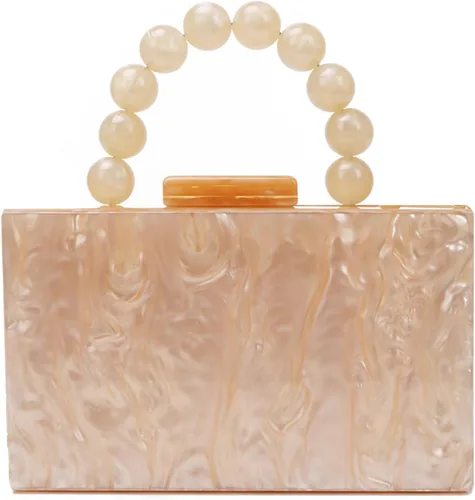 KUANG! Bolso de mano de acrílico para mujer, bolso de noche, bolso cruzado con cadena de perlas para banquetes y fiestas