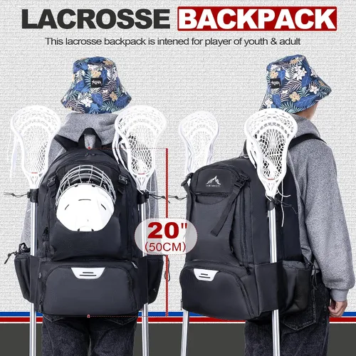 Miniatura 6 de Mochila para lacrosse GoHimal extra grande con soporte para palo de arrastre Tow Stick Holder