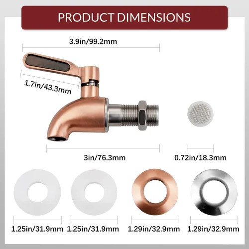 Miniatura 3 de Espiga de repuesto de acero inoxidable para dispensador de bebidas,Caño de metal para jarra dispensador de bebidas,Grifo de reemplazo
