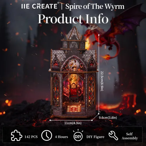 Miniatura 2 de Spire of the Wyrm - Kit de rincón de libros 3D, kit de casa de muñecas en miniatura para adultos y adolescentes, decoración de estante de rincón