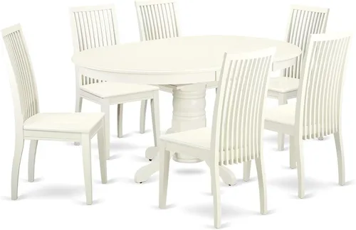 Miniatura 10 de East West Furniture AVIP5-BMK-W - Juego de mesa y sillas de cocina de 5 piezas, incluye una mesa de comedor ovalada con hoja de mariposa y 4 sillas