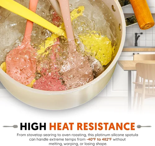 Miniatura 5 de Espátula de silicona de platino – Espátula de silicona sin BPA para cocinar – Utensilios de cocina resistentes al calor para sartenes antiadherentes