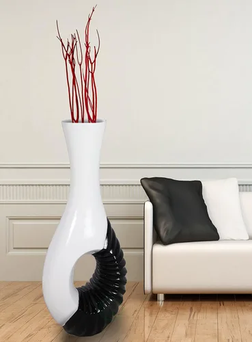 Miniatura 2 de Juego de 2 jarrones grandes modernos en blanco y negro, 43 pulgadas de alto, decoración contemporánea del hogar, elegante acento de habitación