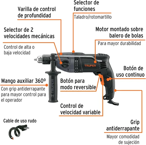 Miniatura 2 de Industrial 1/2 Rotomartillo 900 W