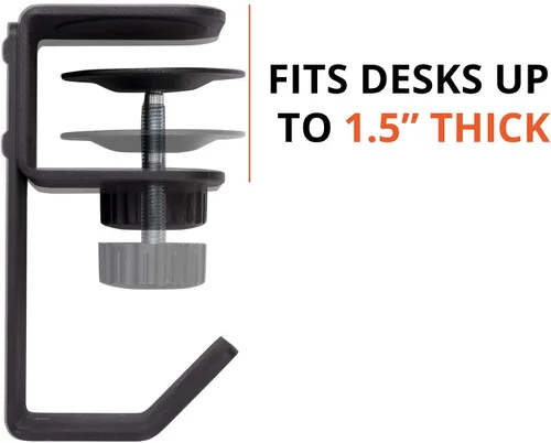 Miniatura 5 de Stand Up Desk Store - Gancho para colgar los auriculares, la mochila o la bolsa bajo el escritorio. Se fija con la abrazadera en el escritorio