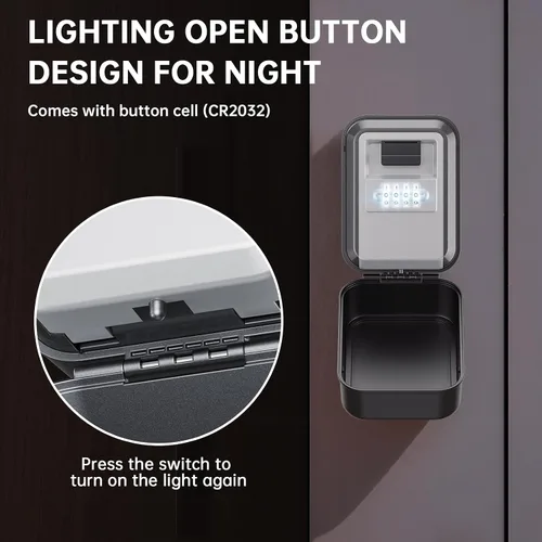 Miniatura 4 de Caja de Seguridad para Llaves con Diales Luminosos, Caja de Seguridad Impermeable para Montaje en Pared para Llaves con Código, Caja de Seguridad