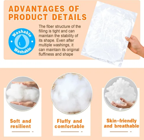 Miniatura 3 de Relleno de fibra de 3.52 onzas para animales de peluche, fibra de poliéster premium, relleno de relleno de poliéster reciclado, relleno de almohada
