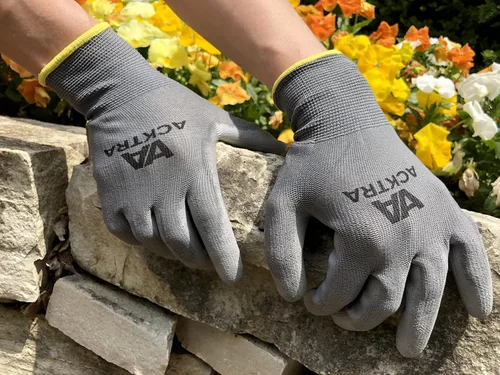 Miniatura 4 de ACKTRA - Guantes de trabajo de seguridad ultrafinos recubiertos de poliuretano, 12 pares, WG002, color negro/negro, talla L