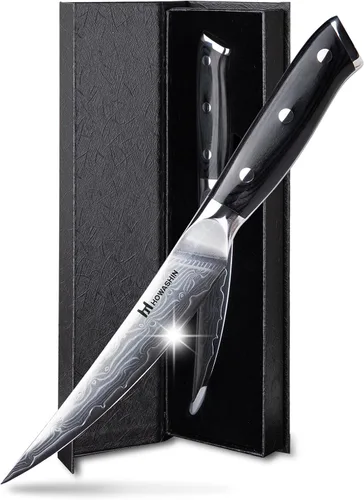 Miniatura 8 de Cuchillo de chef de 5 pulgadas y juego de cuchillos de cocina profesional, acero inoxidable alemán de alto carbono, afilado de afeitar, mango