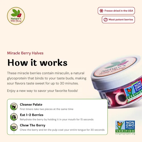 Miniatura 4 de El Tarro de Viaje, Baya Milagrosa Como se Vio En TV y TikTok, Fruta Ledidi Premium de Nature's Wild Berry, Convierte lo Agrio en Dulce con Bayas que
