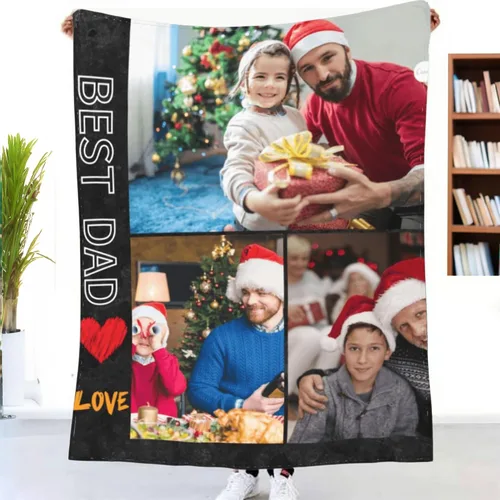 Miniatura 14 de Manta personalizada con foto y texto personalizado, manta para papá con imágenes de regalo para bebés, amigos, amantes y mascotas, manta 1-2 Foto
