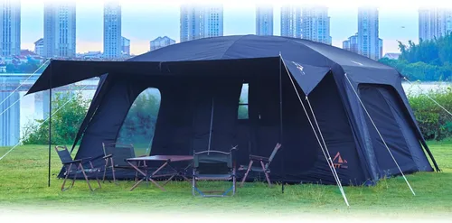 KTT Extra Large Tent 12-14 Person,Family Cabin Tents,2 Rooms,Straight Wall,2 Doors 4 Windows with Mesh,Waterproof,Double Layer,Big Tent for