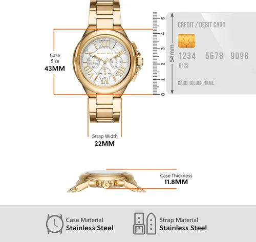 Miniatura 5 de Michael Kors Reloj Camille de gran tamaño para mujer, reloj cronógrafo de acero inoxidable para mujer