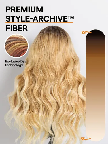 Miniatura 3 de GORGIUS Peluca lacia sin pegamento Ombre rubia ondulada HD con encaje frontal transparente, lista para usar, prediseñado, elaborado con tecnología