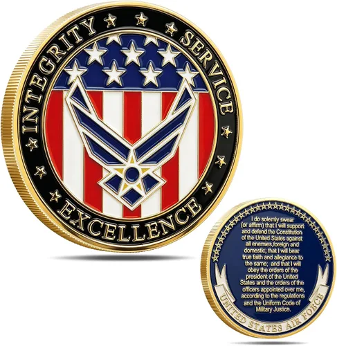 Moneda de desafío de juramento de alistamiento de la Fuerza Aérea de los Estados Unidos para regalos de aviador, moneda de la Fuerza Aérea Militar