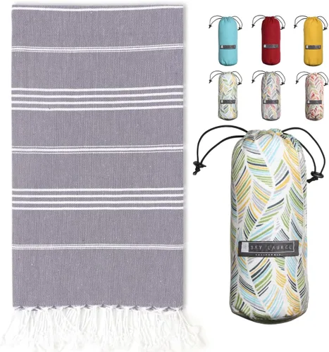 Miniatura 34 de BAY LAUREL Toalla de playa turca con bolsa de viaje, 39 x 71 pulgadas, de secado rápido, sin arena, ligera, grande, toallas de gran