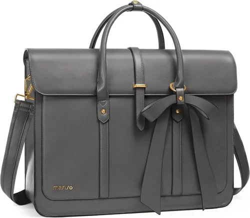 Miniatura 11 de MOSISO Bolsa para computadora portátil para mujer, de piel sintética, mochila convertible, bolsa de viaje para computadora con lazo