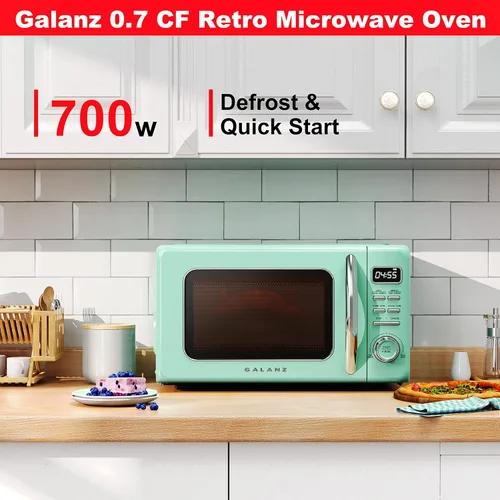 Miniatura 2 de Galanz GLCMKZ07GNR07 - Horno microondas retro , funciones de cocción y recalentamiento automáticos, descongelación e inicio rápido, fácil limpieza