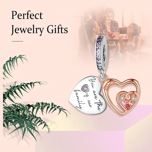 Miniatura 4 de La Menars Heart and Lock Married Couple 925 Sterling Silver Charms for Bracelets Silver Love Pendant Sister Friends Beads for Bracelets & Necklaces