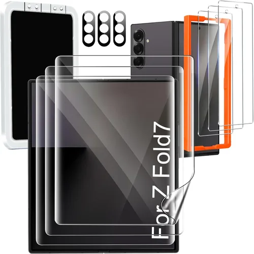 Milomdoi Protector de pantalla 9 en 1 para Samsung Galaxy Z Fold 8/Z Fold 7, película flexible interior 3 + 3 vidrios templados frontales + 3