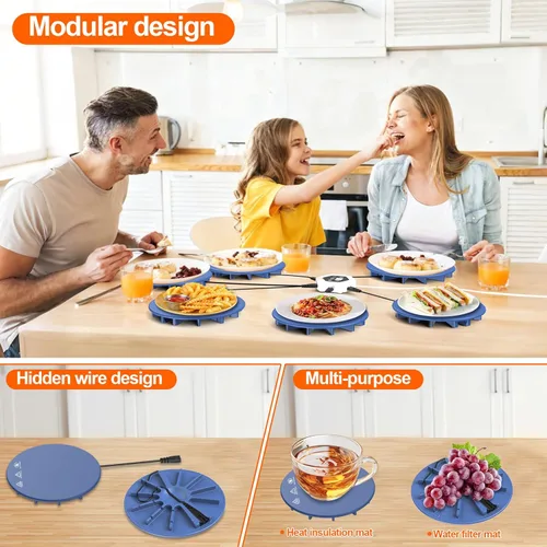 Miniatura 6 de Tapete de calentamiento de alimentos mejorado, tapete de calentamiento de silicona 6 en 1 para calefacción rápida de alimentos, bandeja
