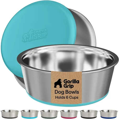 Miniatura 31 de GORILLA GRIP Tazones para perros, acero inoxidable 304 de grado alimenticio, capacidad para 2 tazas cada uno (16 onzas líquidas) para alimentos