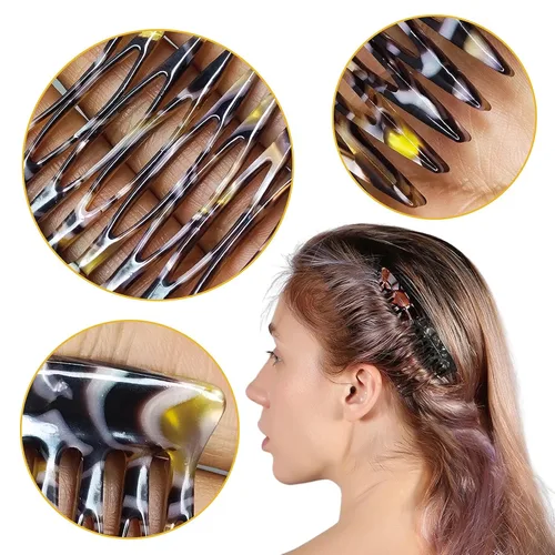 Miniatura 4 de HYFEEL Peines laterales para el cabello – Pinzas para peinar el cabello pequeñas francesas para mujer, accesorios decorativos de estilo francés, 4