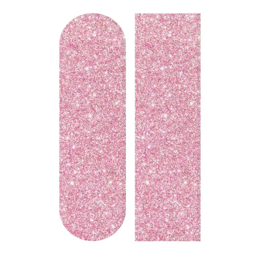 Kigai Cinta de agarre para patineta con purpurina rosa, sin burbujas, antideslizante, papel de lija para tabla rodante, 33 x 9 pulgadas,