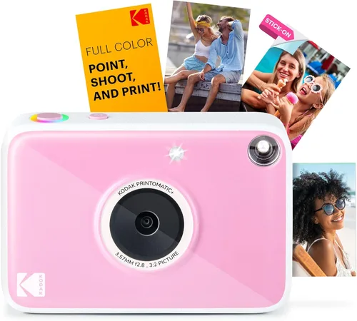 Miniatura 13 de KODAK Printomatic+ - Cámara digital de impresión instantánea (negra) de 10MP, cámara portátil con indicador de estado LED RGB interactivo, imprime