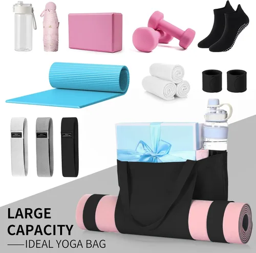 Miniatura 7 de Conjunto de bolsa de yoga Halloscume para mujeres que incluye bolsa tote para esterilla de yoga, banda de resistencia Booty, calcetines deportivos