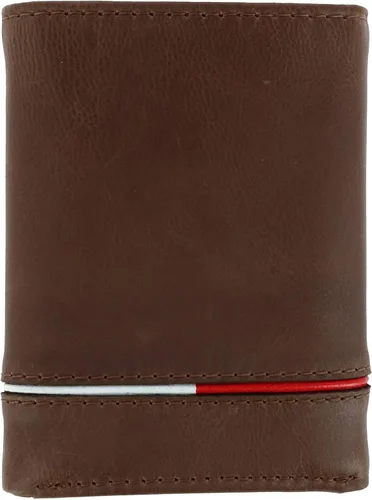 Miniatura 2 de Tommy Hilfiger Cartera de cuero Leif RFID triple con doble identificación para hombre, Marrón, Trifold