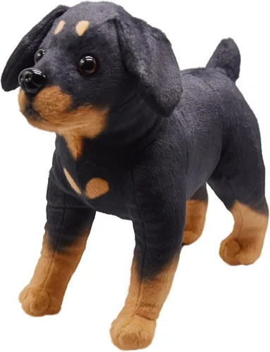 Juguete realista de peluche para perro Rottweiler, juguete de peluche de simulación, súper realista, los perros negros actúan como verdaderos,
