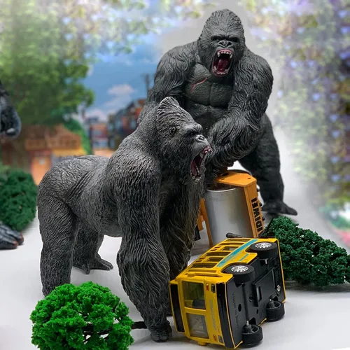 Miniatura 9 de Gorilla Toys Figura de acción Rampage Gorilla Fight Mode Ape - Figuras sólidas de animales salvajes para juegos de rol, juguete para contar historias