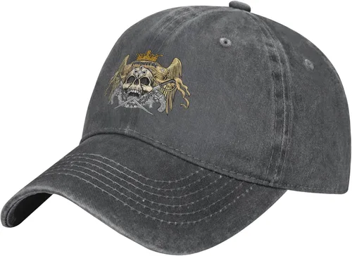 Cowboy Hat Trendy Hats for Man and Women Djustable Four Season Outdoor Baseball Cap of Hell Skull with Angel Deep Heather