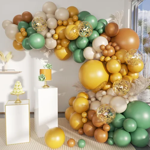 Miniatura 25 de MEBAY Kit de Arco de Guirnalda de Globos Bohemios, 156 Piezas Globos Rosa Empolvado Marrón Pastel Champán Dorado Blanco Metálicos para Boda Baby