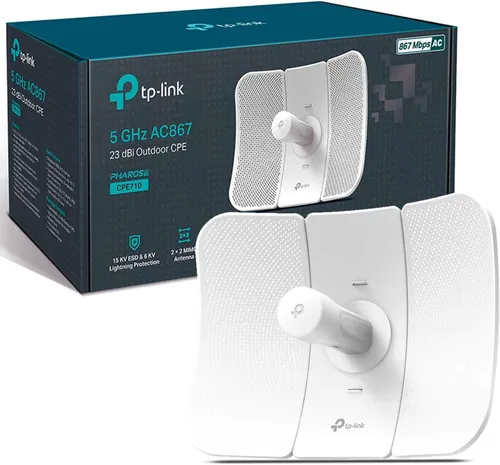 Miniatura 4 de TP-Link CPE710 CPE exterior Gigabit de largo alcance de 5 GHz AC 867 Mbps para transmisión PtP y PtMP Puente inalámbrico punto a punto 23dBi