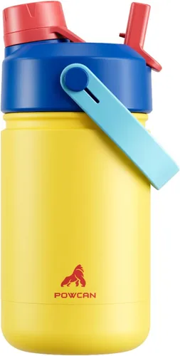Miniatura 29 de POWCAN - Botella de agua con aislamiento de 18 onzas, con tapa de boquilla y pajilla 2 en 1, fría 24 horas, a prueba de fugas, apta para portavasos