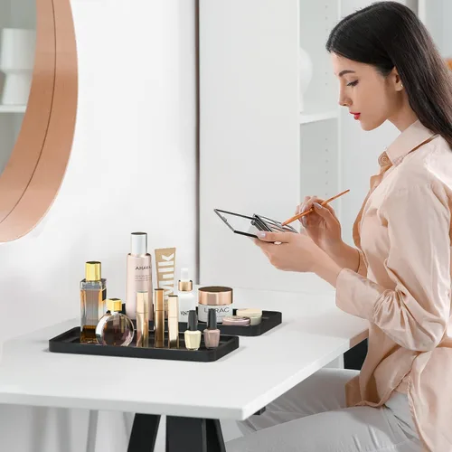 Miniatura 4 de Weenson Bandejas de tocador de baño para encimera, artículos de tocador, decoración de velas, perfumes, bandeja de cocina para dispensador de jabón